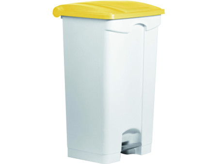 helit Poubelle à pédale 'the step', 90 litres, blanc/jaune