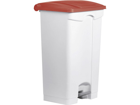 helit Poubelle à pédale 'the step', 90 litres, blanc/rouge