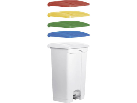 helit Poubelle à pédale 'the step', 90 litres, blanc/rouge