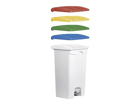 helit Poubelle à pédale 'the step', 90 litres, blanc/rouge