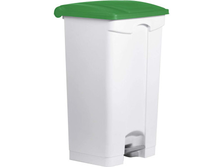 helit Poubelle à pédale 'the step', 90 litres, blanc/rouge