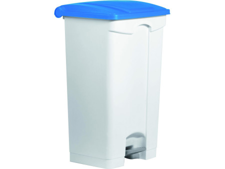 helit Poubelle à pédale 'the step', 90 litres, blanc/bleu