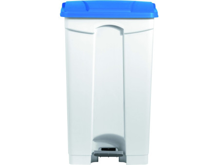 helit Poubelle à pédale 'the step', 90 litres, blanc/bleu
