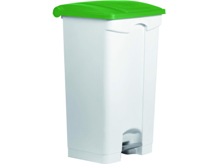 helit Poubelle à pédale 'the step', 90 litres, blanc/vert