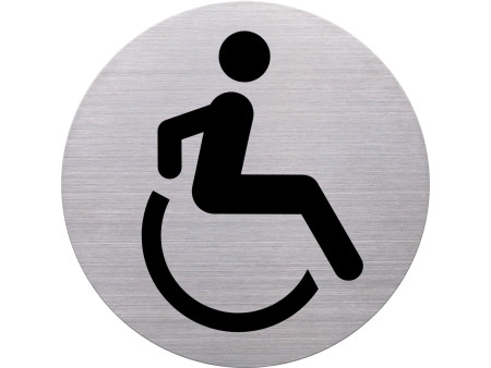 helit Pictogramme 'the badge' WC handicapés', rond, argent