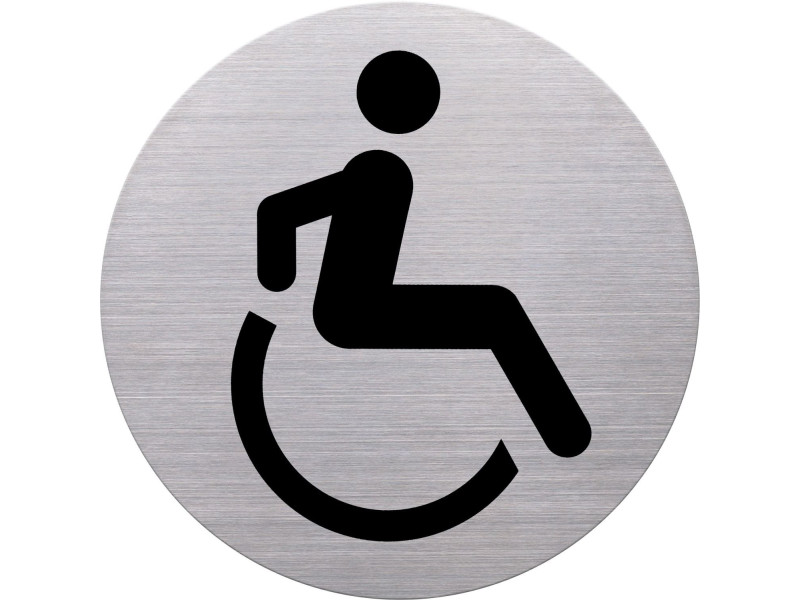helit Pictogramme 'the badge' WC handicapés', rond, argent