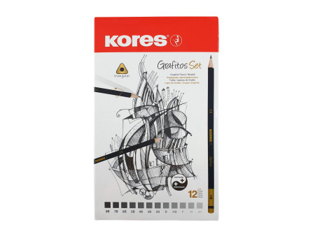 Kores Crayon à papier 'Grafitos Art', étui métallique de 12
