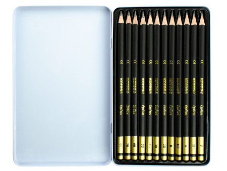 Kores Crayon à papier 'Grafitos Art', étui métallique de 12