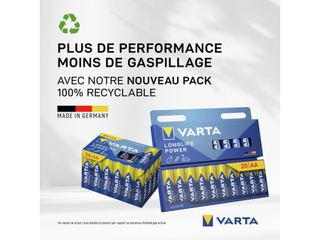 VARTA Pile alcaline Longlife Power, Mignon (AA), 12 pièces