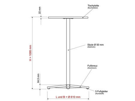 MAUL Table de bistro, plaque en hêtre, diamètre: 600 mm