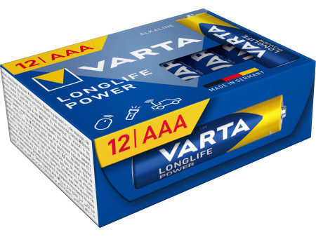 VARTA Pile alcaline Longlife Power, Micro (AAA), 12 pièces