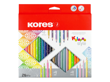 Kores Crayon de couleur 'Kolores Style', étui carton de 26