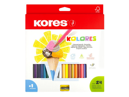 Kores Crayon de couleur triangulaire 'Kolores', étui carton