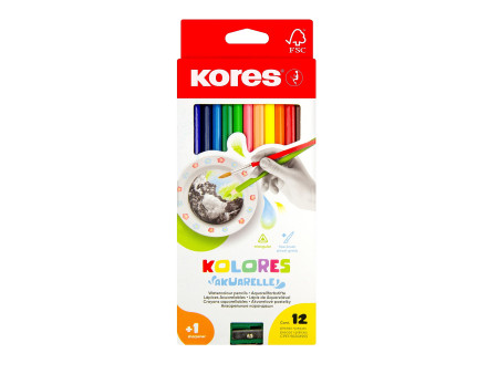 Kores Crayon de couleur aquarellable 'Akuarelle', étui de 12