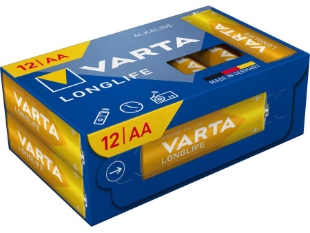 VARTA Pile alcaline Longlife, Mignon (AA), 12 pièces