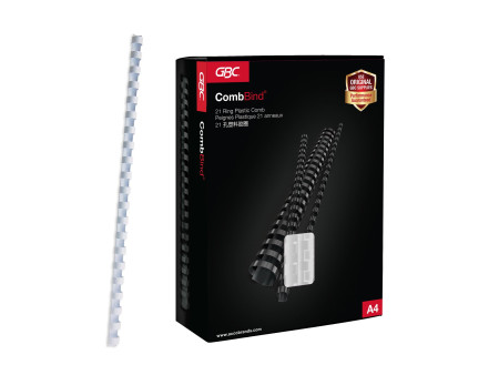GBC Peigne à relier en plastique CombBind, A4, 45 mm, blanc