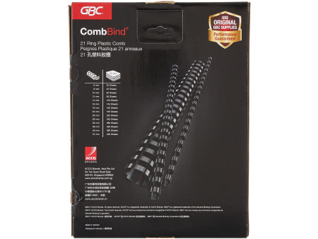 GBC Peigne à relier en plastique CombBind, A4, 19 mm, bleu