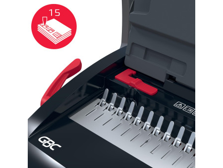 GBC Perforelieuse CombBind CB15, noir/rouge/argent