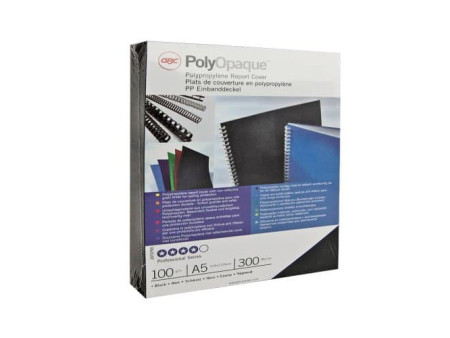 GBC Couverture de reliure PolyOpaque, A4, 0,30 mm, noir