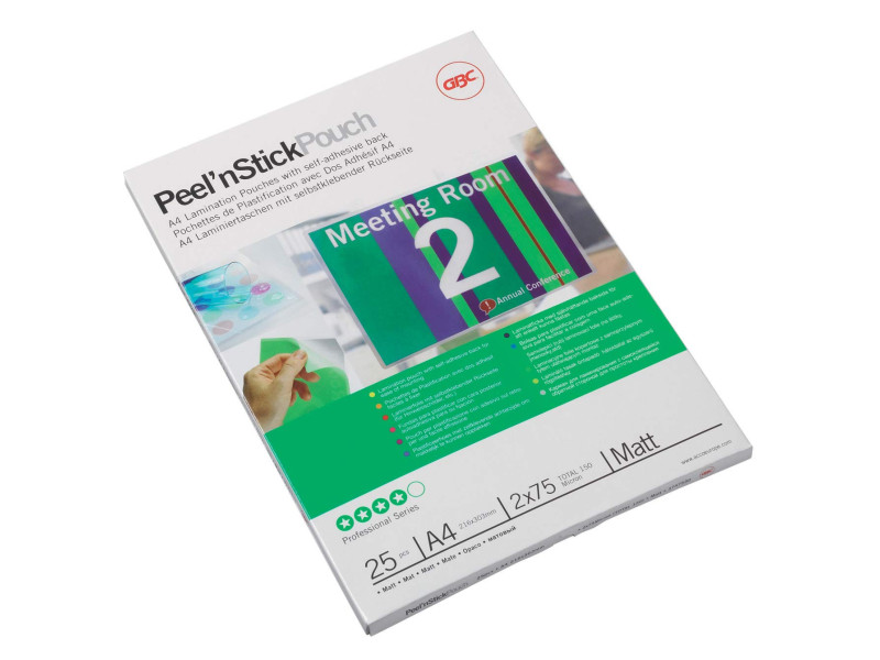 GBC Pochette de plastification Peel'nStickPouch, A4