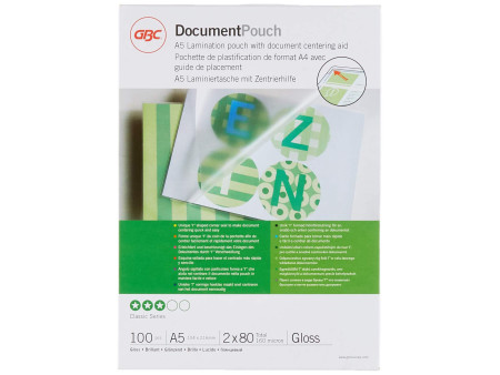 GBC Pochette de plastification, A5, brillant, 160 microns