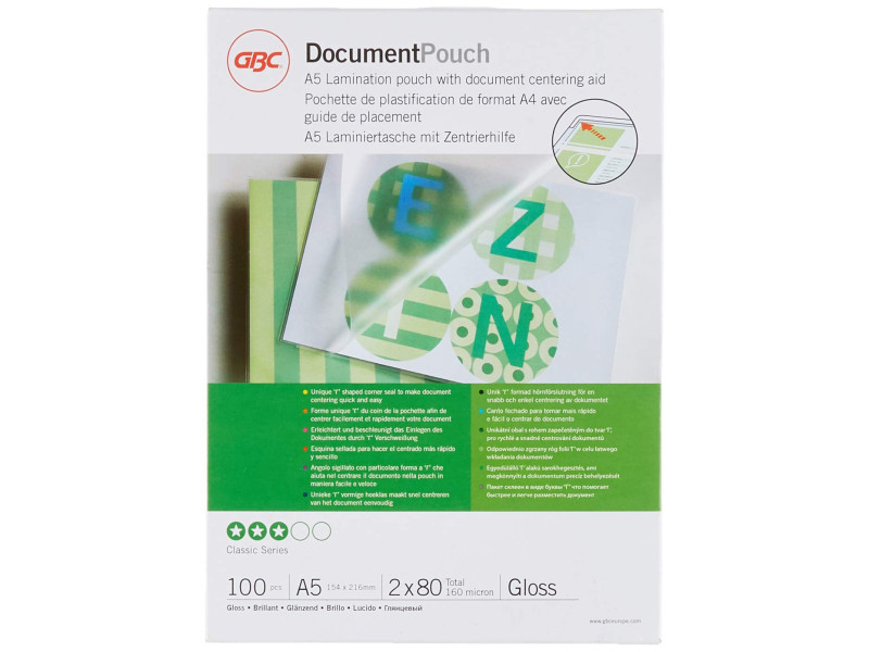 GBC Pochette de plastification, A5, brillant, 160 microns