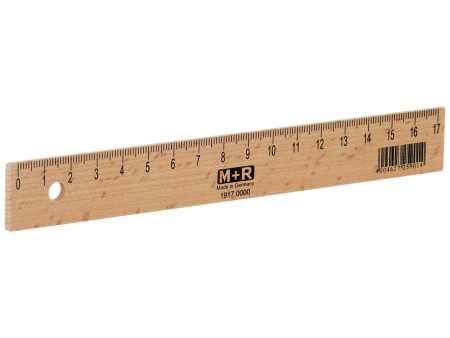 M+R Règle en bois, 170 mm, hêtre, avec insert métallique