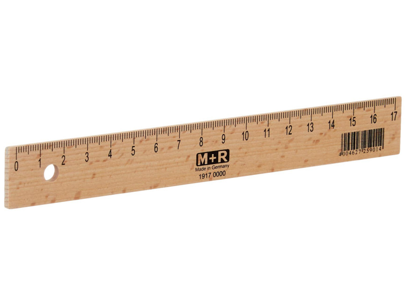 M+R Règle en bois, 170 mm, hêtre, avec insert métallique