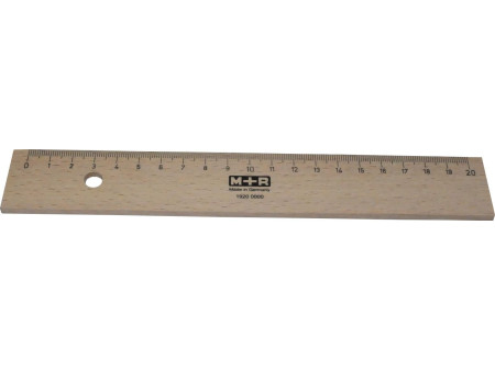 M+R Règle en bois, 200 mm, hêtre, avec insert métallique
