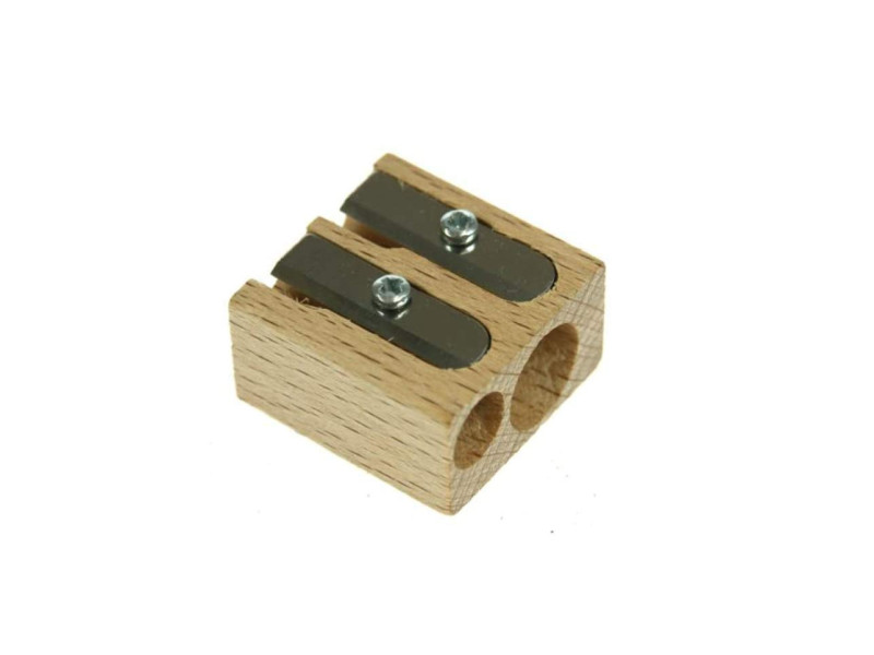 M+R Taille-crayon duo, en bois, forme de bloc