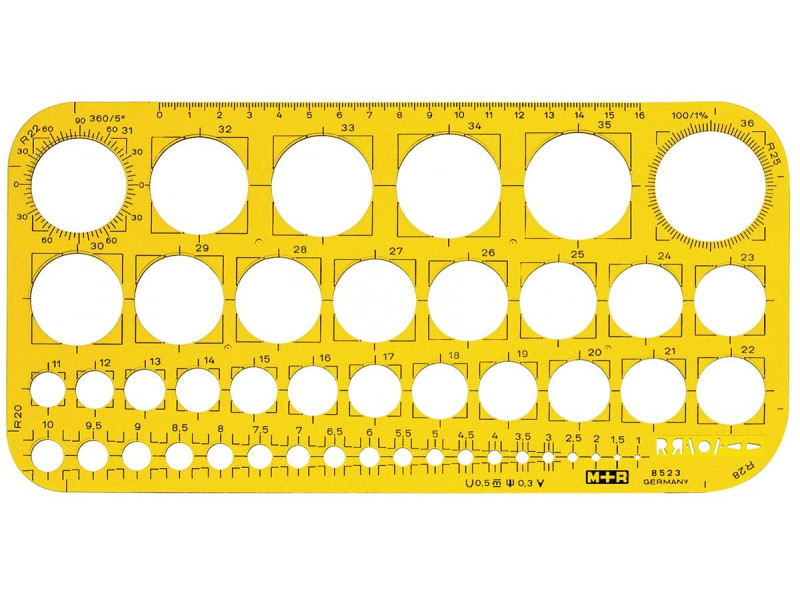 M+R Trace-cercles 1-36 mm, jaune transparent