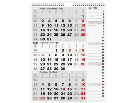 rido idé Calendrier mural 3 mois 'Kombi Planer 3', 2024