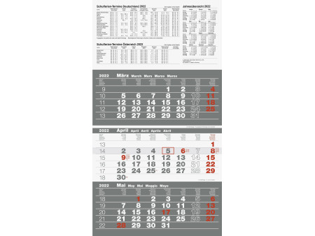 Glocken Calendrier mural '3 mois', 2026, gris