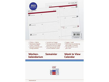rido idé Calendrier pour agenda 'Calendrier semainier' 2026