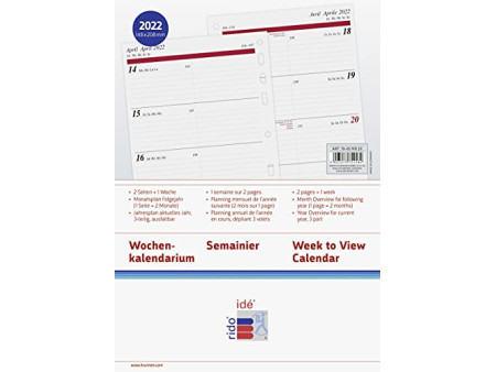 rido idé Calendrier pour agenda 'Calendrier semainier' 2026