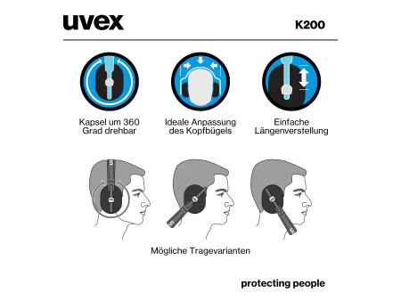 uvex Coquille anti-bruit K200, noir / ocre