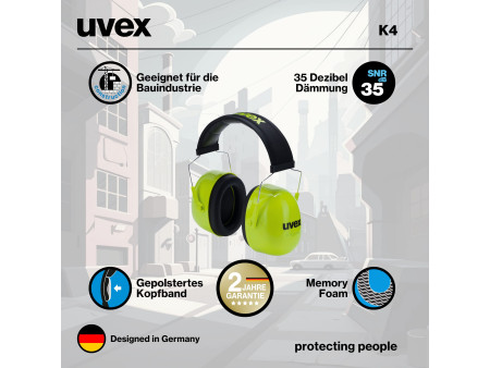 uvex Coquille anti-bruit K4, vert fluo
