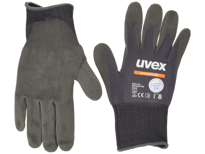 uvex Gants de travail phynomic lite, T. 08, gris