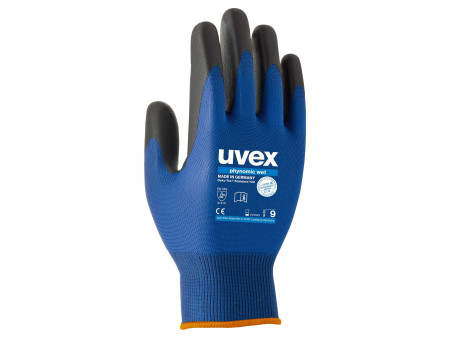 uvex Gants de travail phynomic wet, T. 09, bleu/anthracite