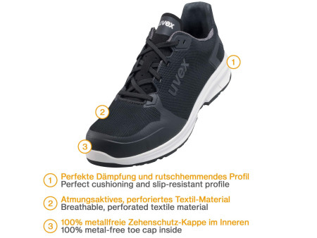 uvex 1 sport Chaussures basses S1P SRC, T. 43, noir