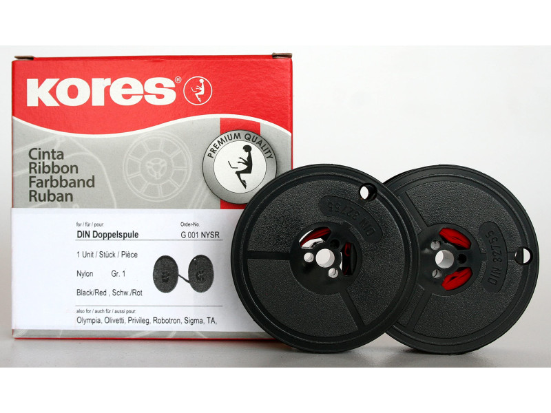 Kores Ruban encreur, groupe 1, DIN DS, nylon, noir/rouge