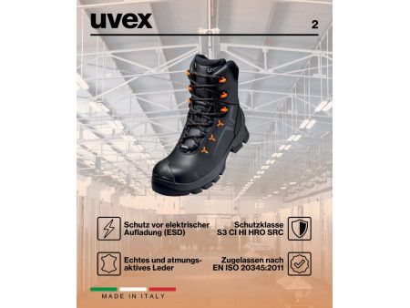 uvex 2 Chaussures montantes à lacets VIBRAM S3, pointure 47