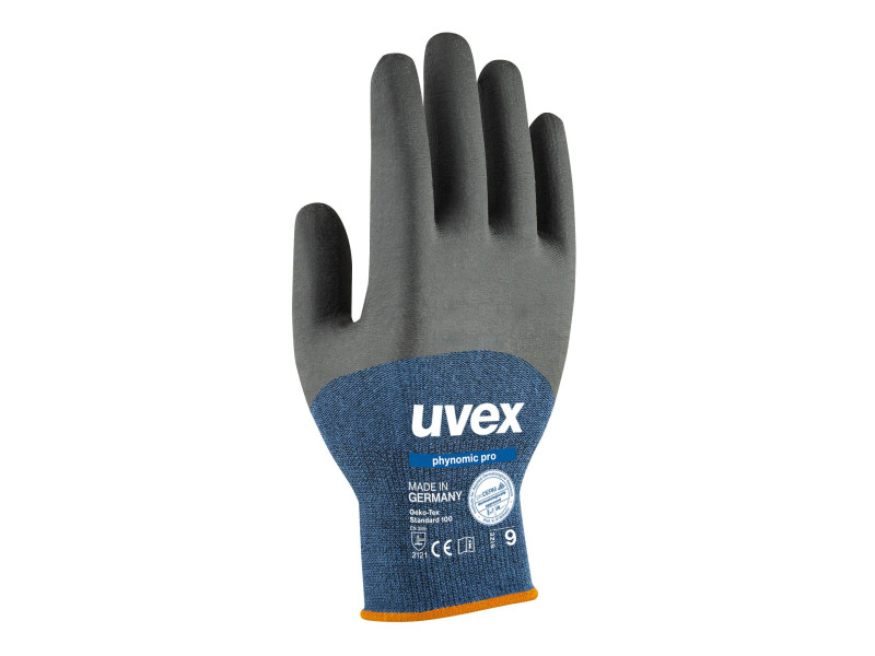 uvex Gants de travail phynomic pro, bleu/anthracite, T.11