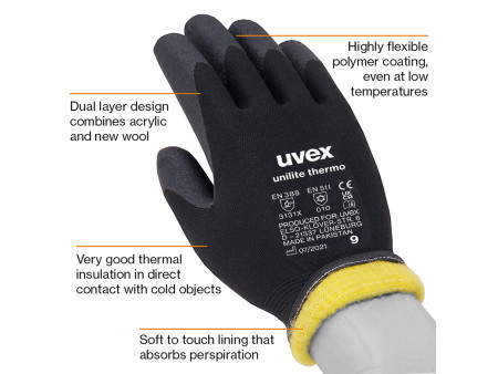 uvex Gants de protection unilite thermo plus, taille 8