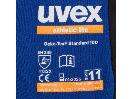 uvex Gants de travail athletic lite, bleu/anthracite, T. 11