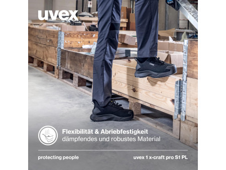 uvex 1 x-craft pro Chaussure basse S1 PL, pointure 43