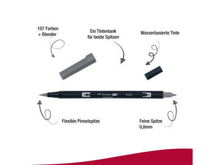 Tombow Feutre double pointe 'DUAL BRUSH PEN ABT' cool grey12
