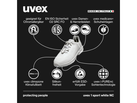 uvex 1 sport white nc Chaussure basse O2, pointure 46, blanc