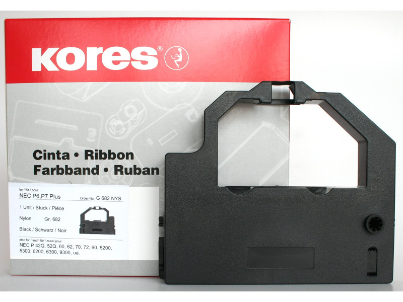 Kores Ruban encreur pour NEC Pinwriter P6+/P7+, nylon, noir