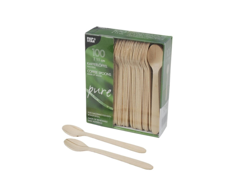 PAPSTAR Cuillère à café en bois 'pure', longueur: 110 mm